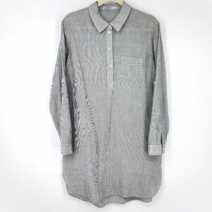 Stateside Striped Cotton‎ Popover Shirt Dress Grey/White Small